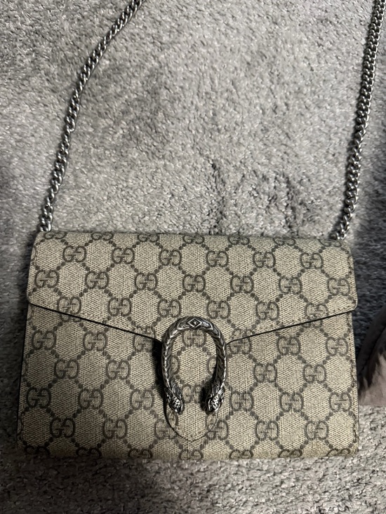Gucci Handbags - Gucci Beige GG Supreme Dionysus Shoulder Bag with Silver Hardware